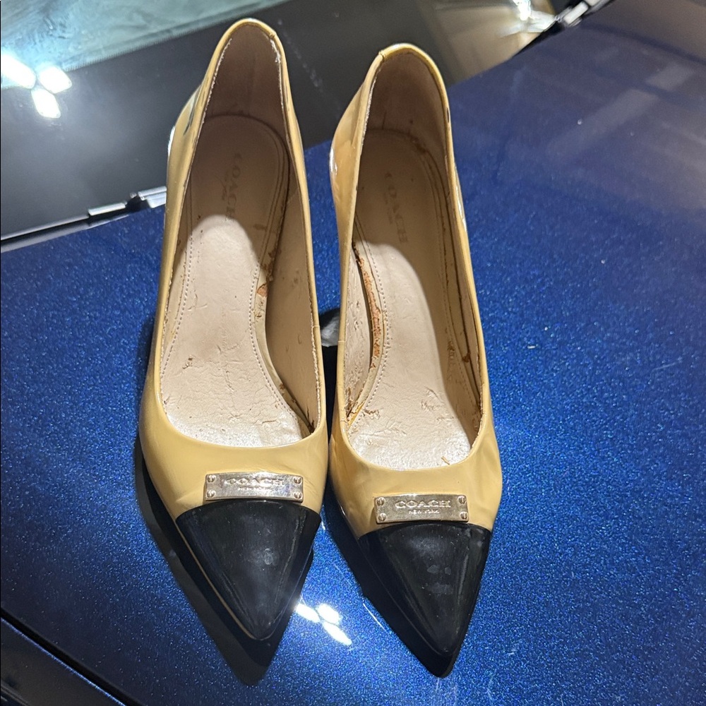 Coach Women's Black and Cream Pointed Heels